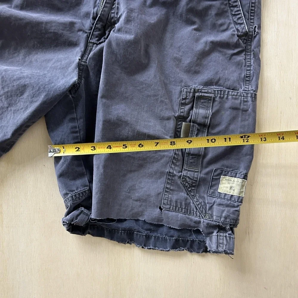 Vintage Y2K American Eagle Cargo Shorts Mens 33 Blue‎ Canvas Distressed